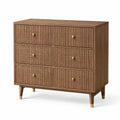 Holzschubladenschrank mit 6 Schubladen und Messinggriffen