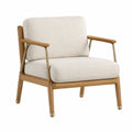 Sessel aus Eichenholz mit Leinenbezug Beige 75x80x85 cm