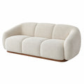 3-Sitzer Sofa Bouclé-Stoff Weiß Holzrahmen