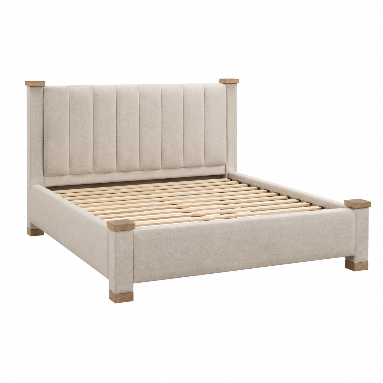 Doppelbett Stoff Holz 200x180 cm Beige