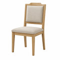 Esszimmerstuhl aus Eichenholz mit Leinenbezug Beige