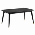 Holz-Esstisch Schwarz mit Metallbeinen 150x80x75 cm