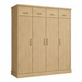 Kleiderschrank aus Eichenholz mit 5 Türen und 5 Schubladen 220x180x60 cm Hellbraun