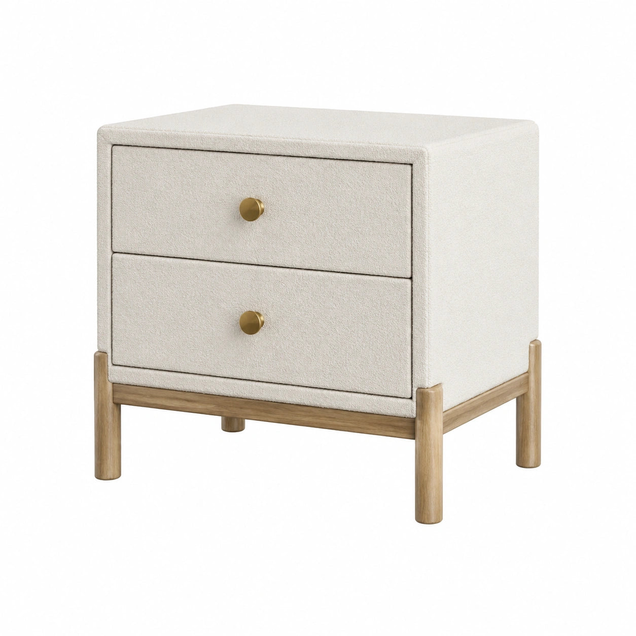 Nachttisch Stoff Eichenholz 40x30x50cm beige