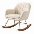 Bouclé Schaukelstuhl Metallgestell Holz Kufen Beige